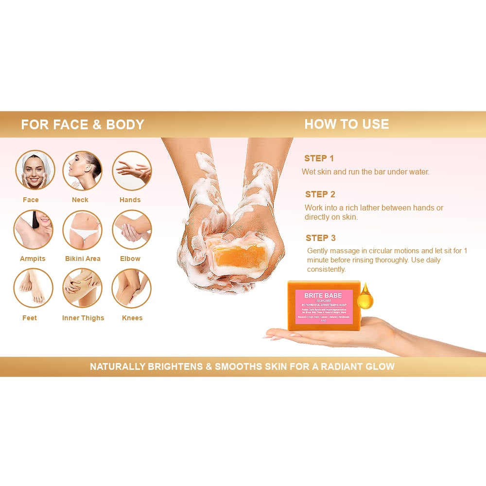 10-in-1 Powerful Brightening Turmeric Lemon & Kojic Acid Soap (Face & Body) – Natural Scented Options